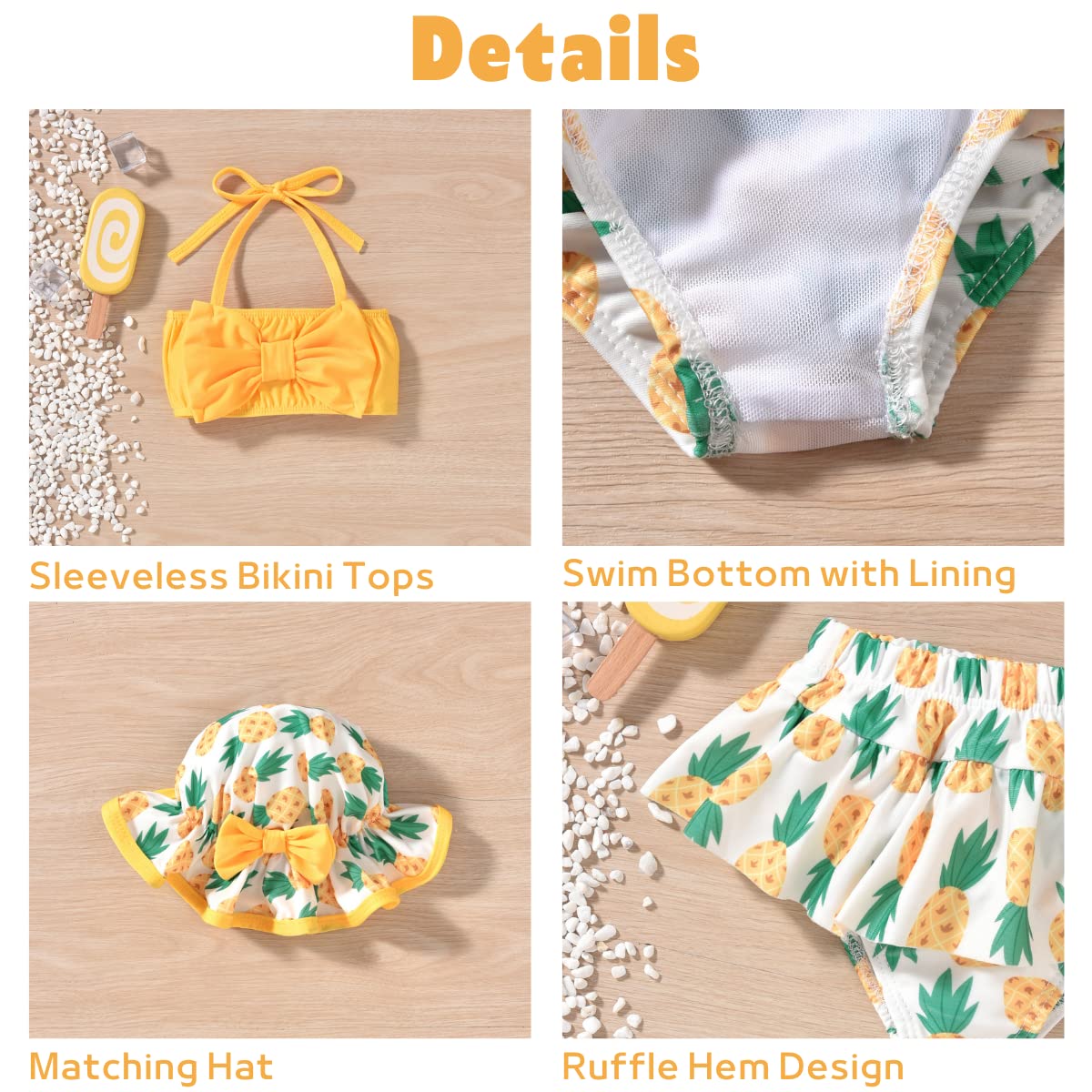 Toddler Baby Girls Swimsuit Pineapple Bikini Two Pieces Bathing Suit Swimwear Summer Beach Set Blue 18-24 Months