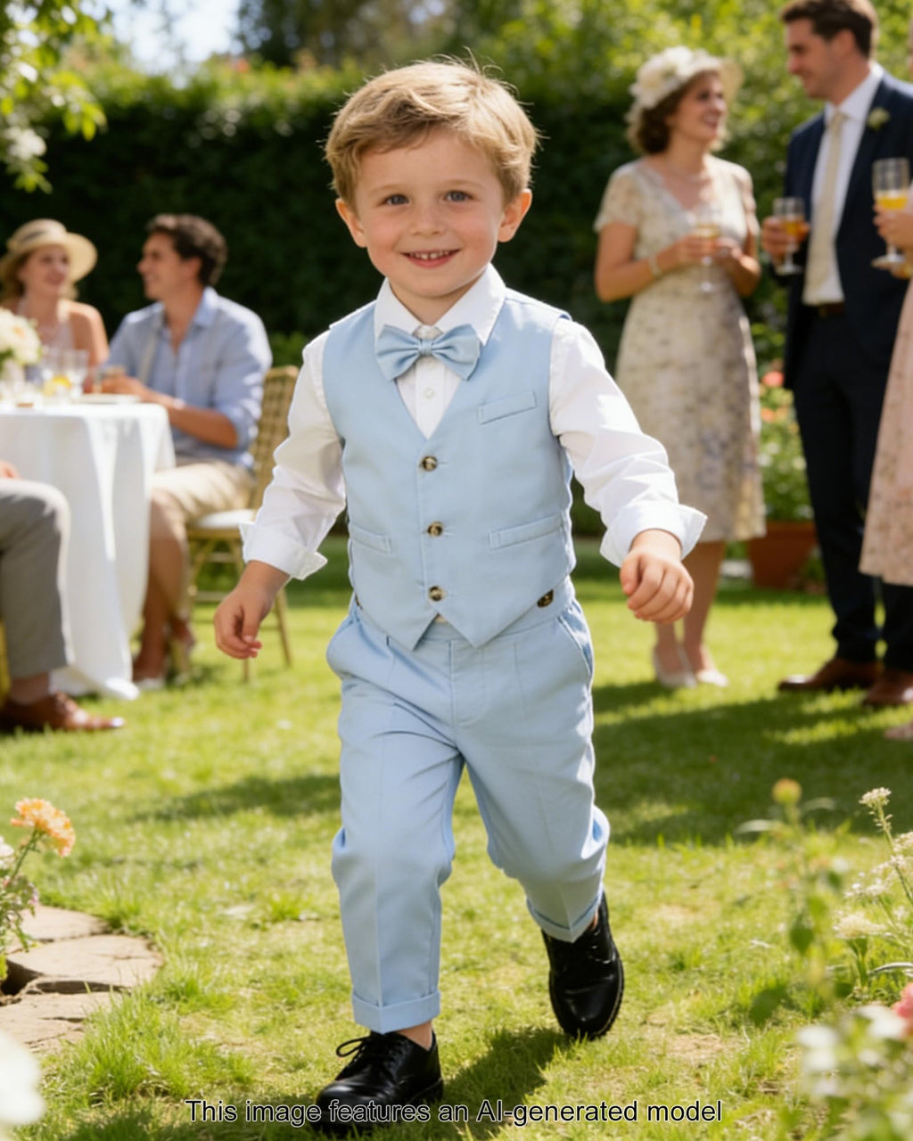 SANGTREE Boys Cotton Linen Formal Suit Linen Blue 8-9 Years=Tag 170