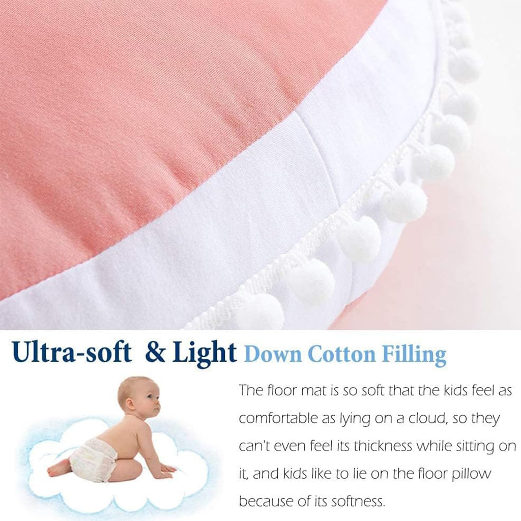 Kishome Large Floor Pillow Kids Round Floor Cushion Seating Pink