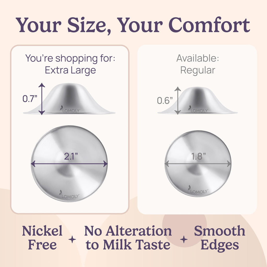 LOMOLY Silver Nursing Cups: Pure 999 Silver Nipple Shield to Relieve Soreness; Silver Nipple Covers Breastfeeding Set w/Breast Shells, Silicone Rings, and Hands-Free Breast Pump