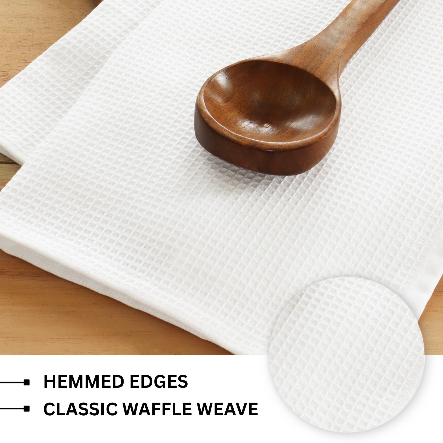 PurpleEssences Waffle Weave Kitchen Towel, 100% Cotton - 15x25 Inches with Hanging Loop, Ultra Soft Absorbent Quick Drying Dish Cloth, Tea and Hand Towels, 4 Pack - Spring Easter Summer - White