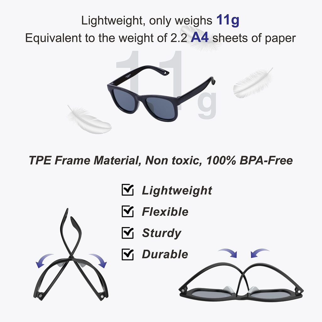 COCOSAND Flexible Polarized Baby Sunglasses with Strap & Silicone Nose Pads