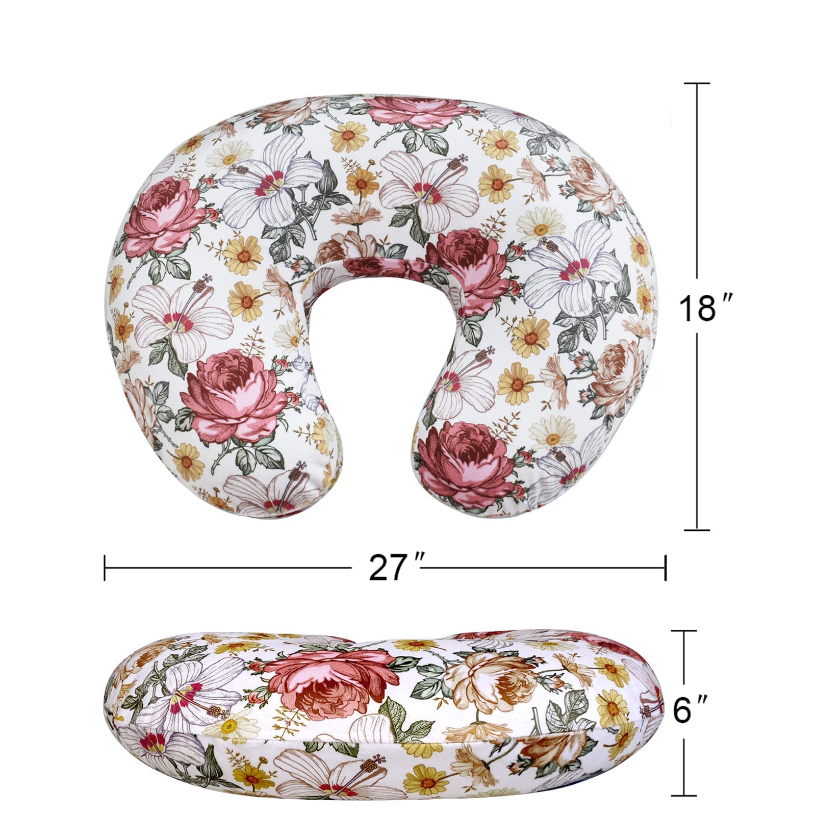 iEvolve Minky Nursing Pillow Cover Breast Feeding Pillow Cover Slipcover U Shape for Baby Boy Girl,Cover Only(Flora)