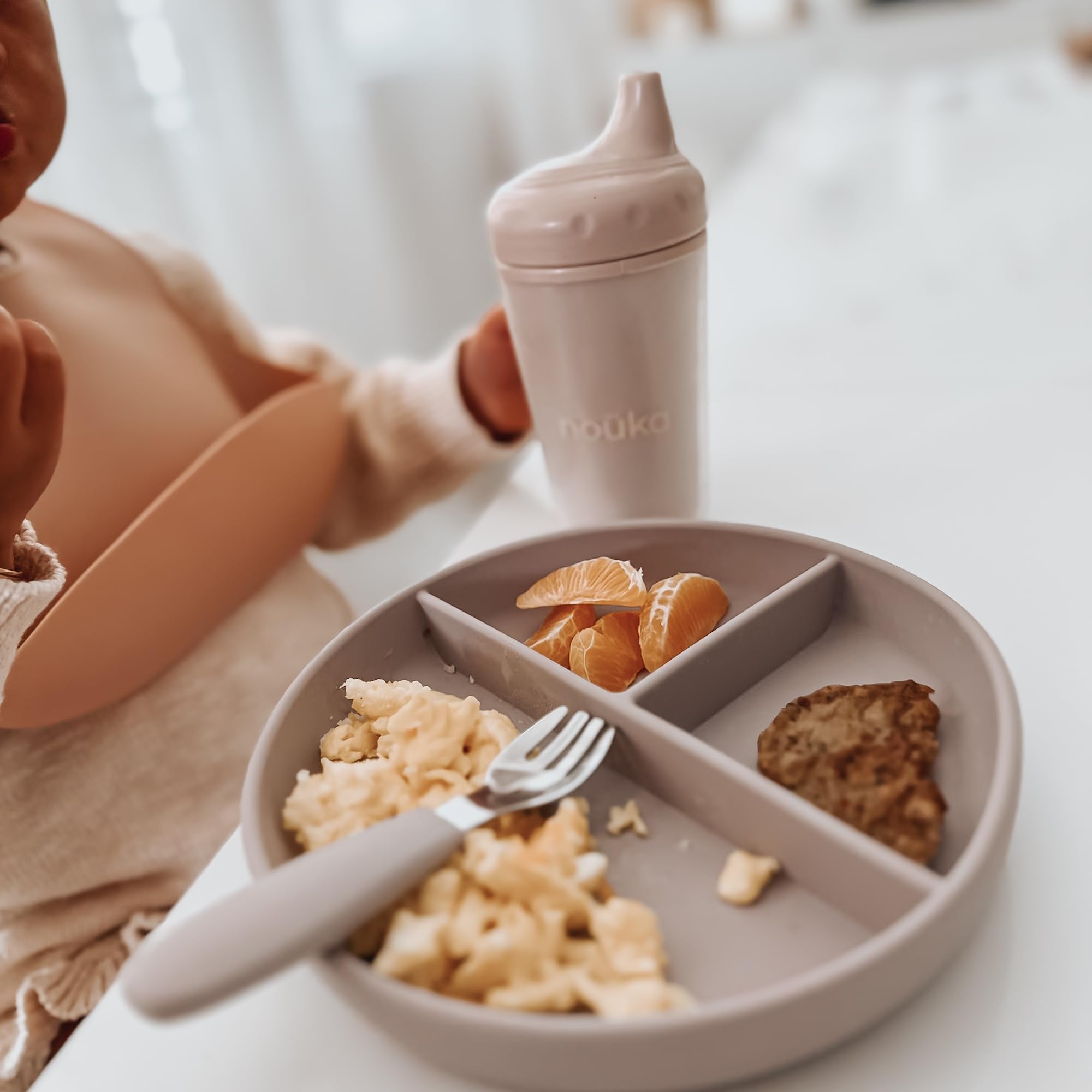 nouka Insulated Non-Spill Sippy Cup | Leak Proof and Easy Grip | Keeps Drinks Hot or Cold | Moss