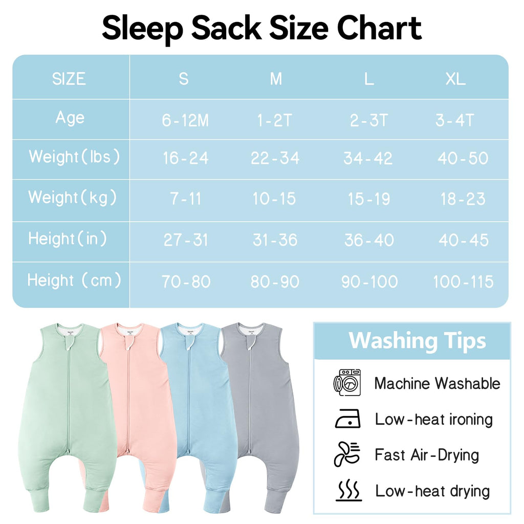 Rayon Made from Bamboo 0.5 TOG Summer Toddler Sleep Sack with Feet 2T-3T