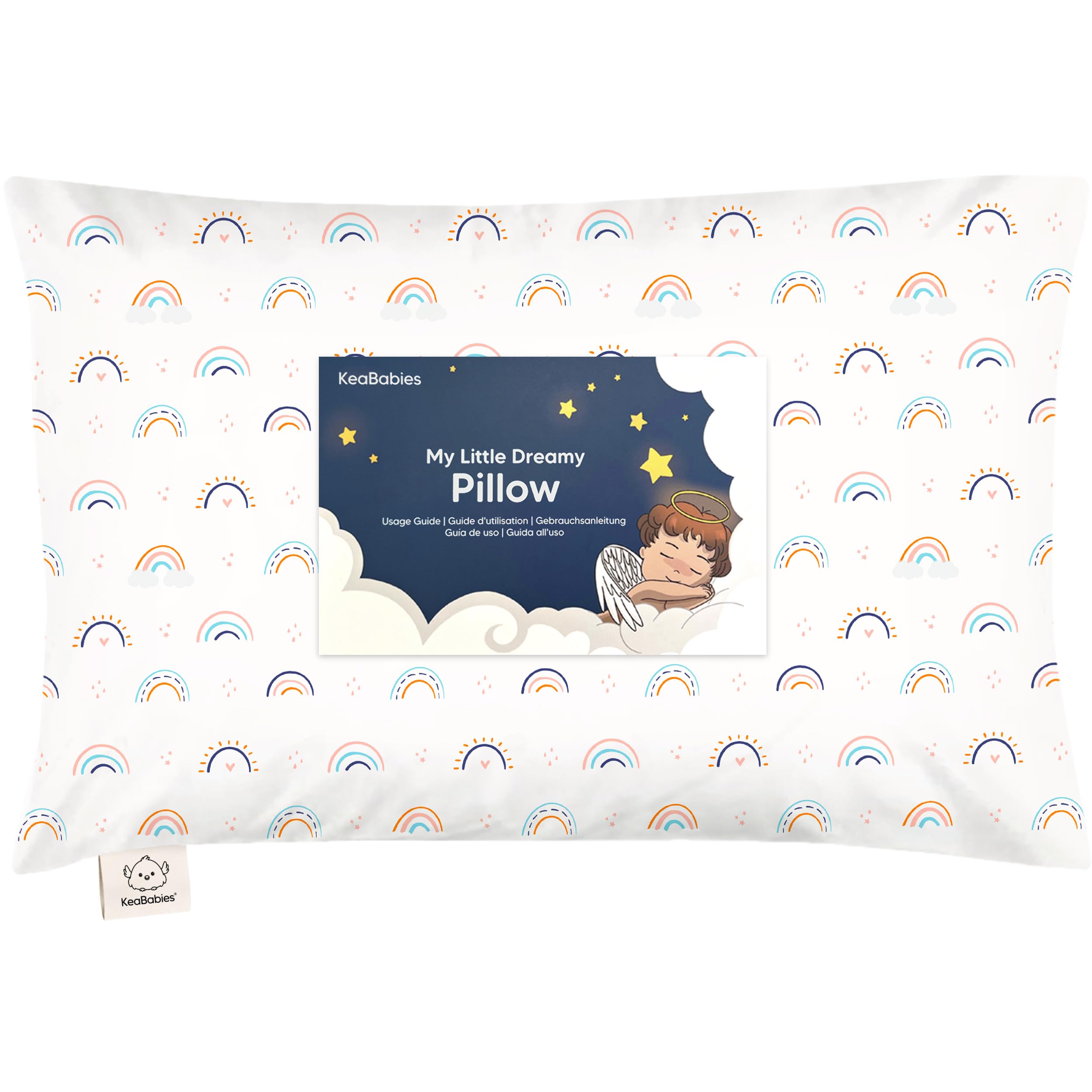 Toddler Pillow with Pillowcase 13x18 My Little Dreamy Pillow(Jolly Rainbow)