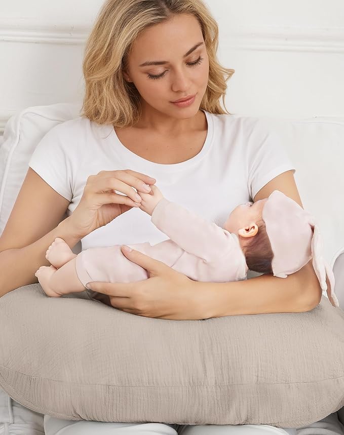 Nursing Pillow Covers, Muslin Nursing Cover for Breastfeeding Pillows, Comfortable for Baby Girls and Boys (Brick)