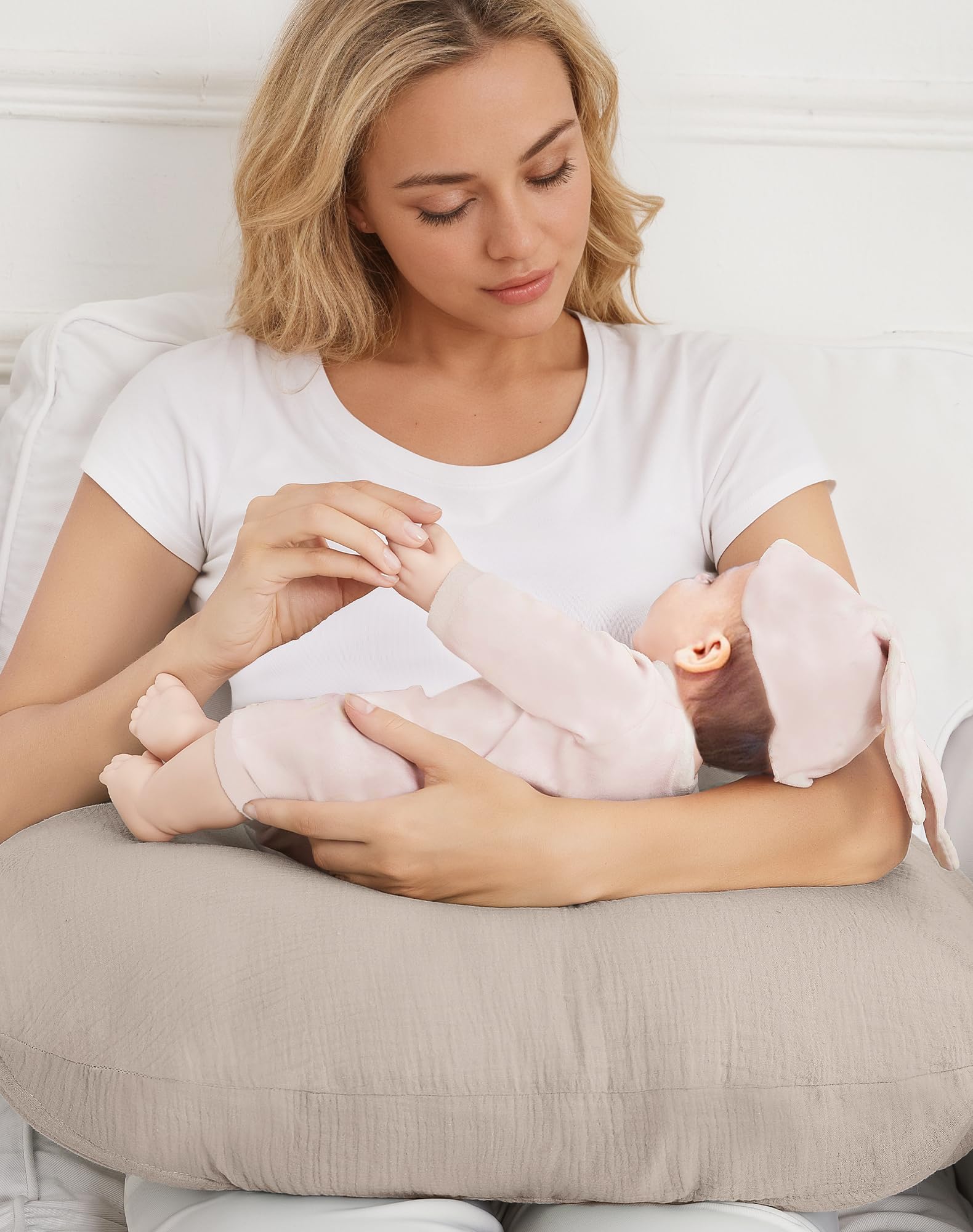 Nursing Pillow Covers 2 Pack, Muslin Breastfeeding Pillow Covers for Baby