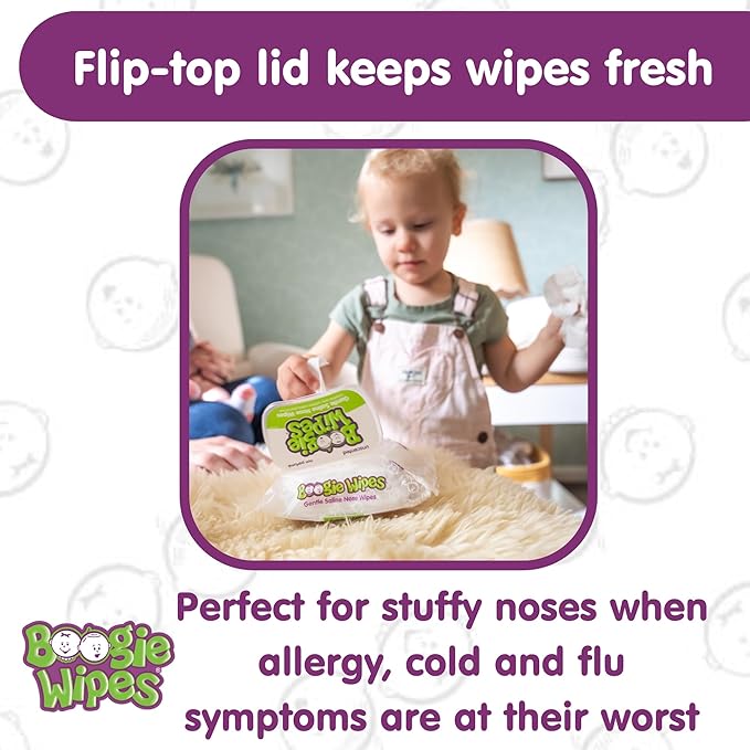 Baby Wipes Unscented by Boogie Wipes, Wet Wipes for Face, Hand, Body & Nose, Made with Vitamin E, Aloe, Chamomile and Natural Saline, 30 Count, Pack of 6
