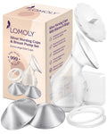 LOMOLY Silver Nursing Cups: Pure 999 Silver Nipple Shield to Relieve Soreness; Silver Nipple Covers Breastfeeding Set w/Breast Shells, Silicone Rings, and Hands-Free Breast Pump