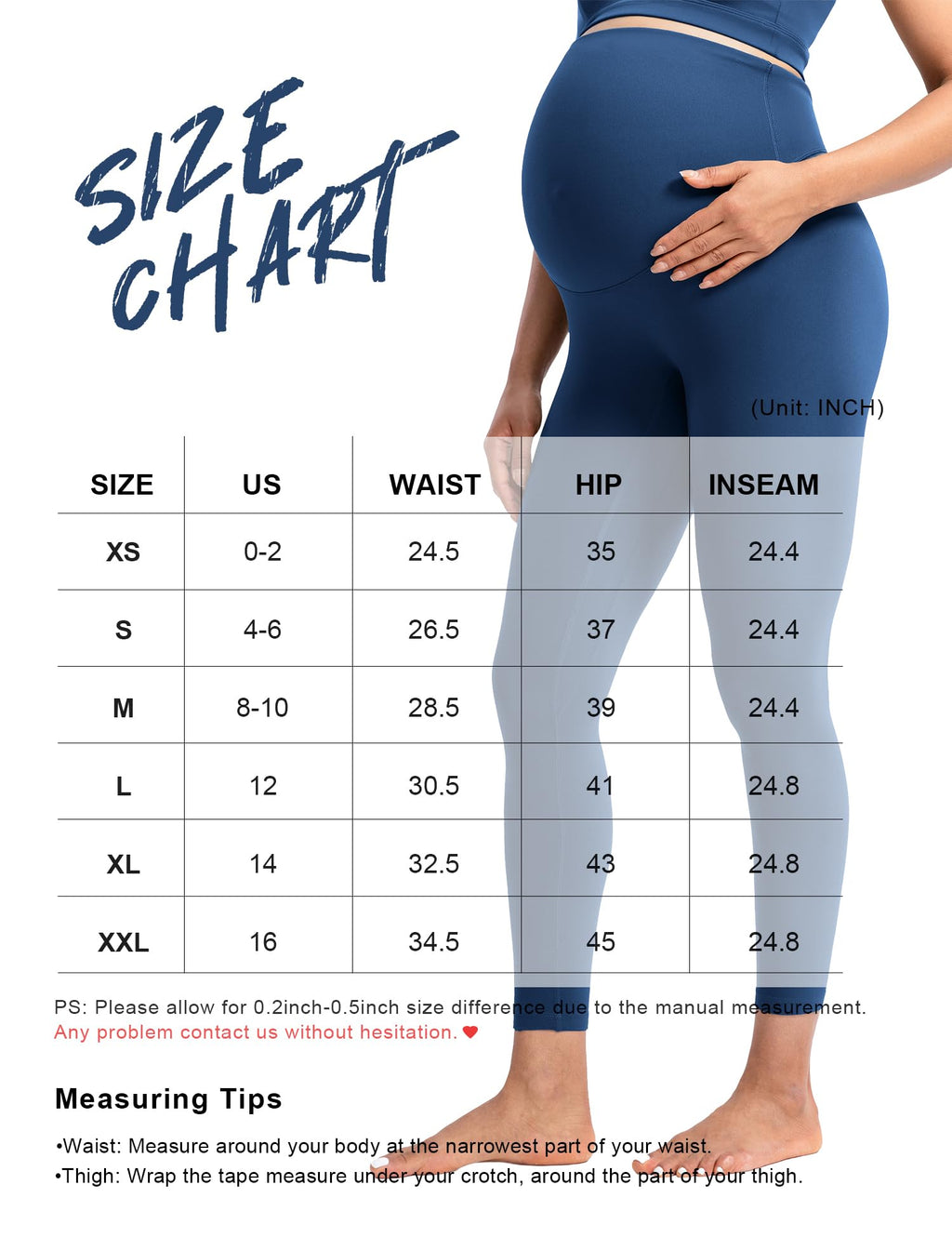 POSHDIVAH Creamluxe Maternity Leggings 25" Navy Blue Medium