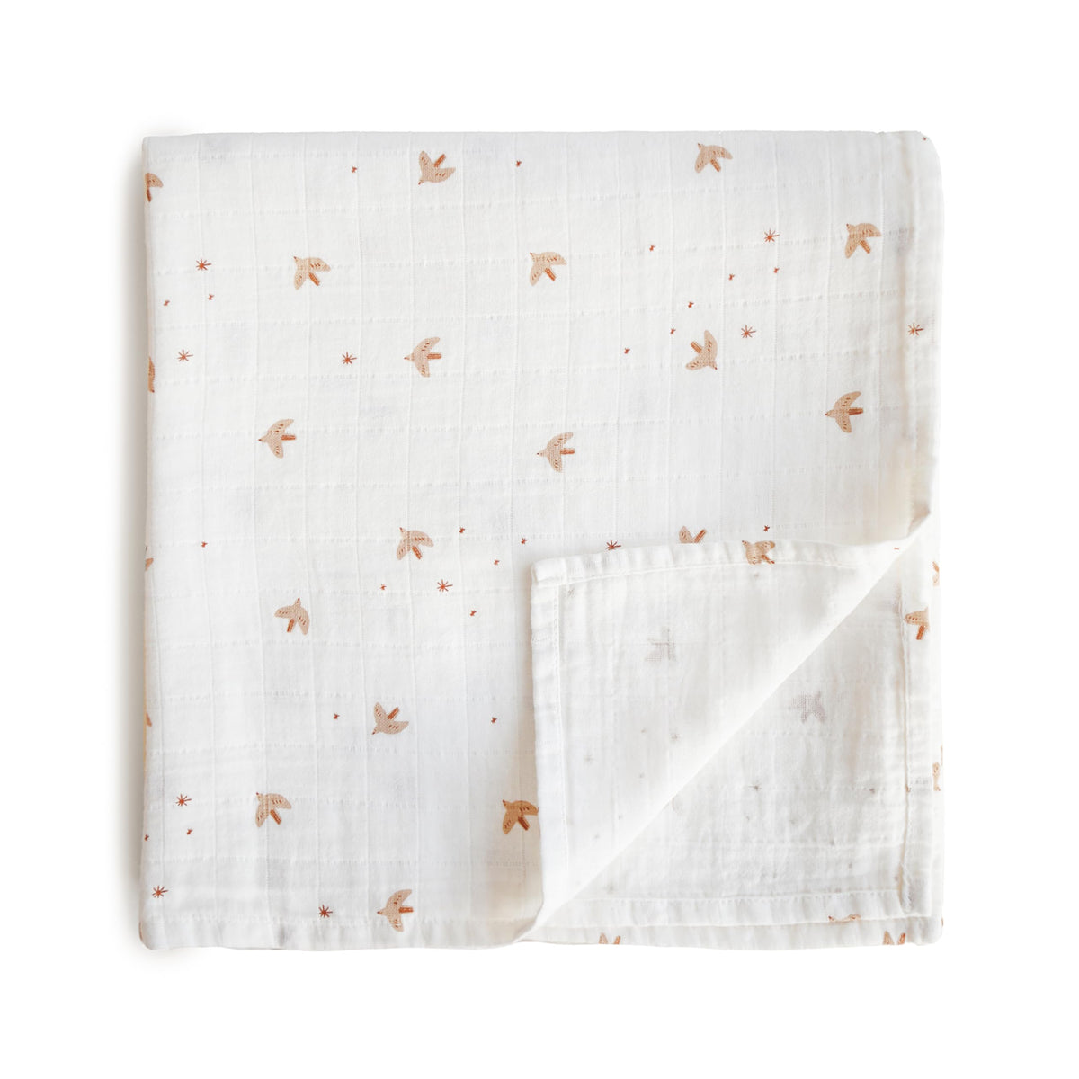 mushie Muslin Baby Swaddle Blanket | 100% Organic Cotton (Rose Vanilla)