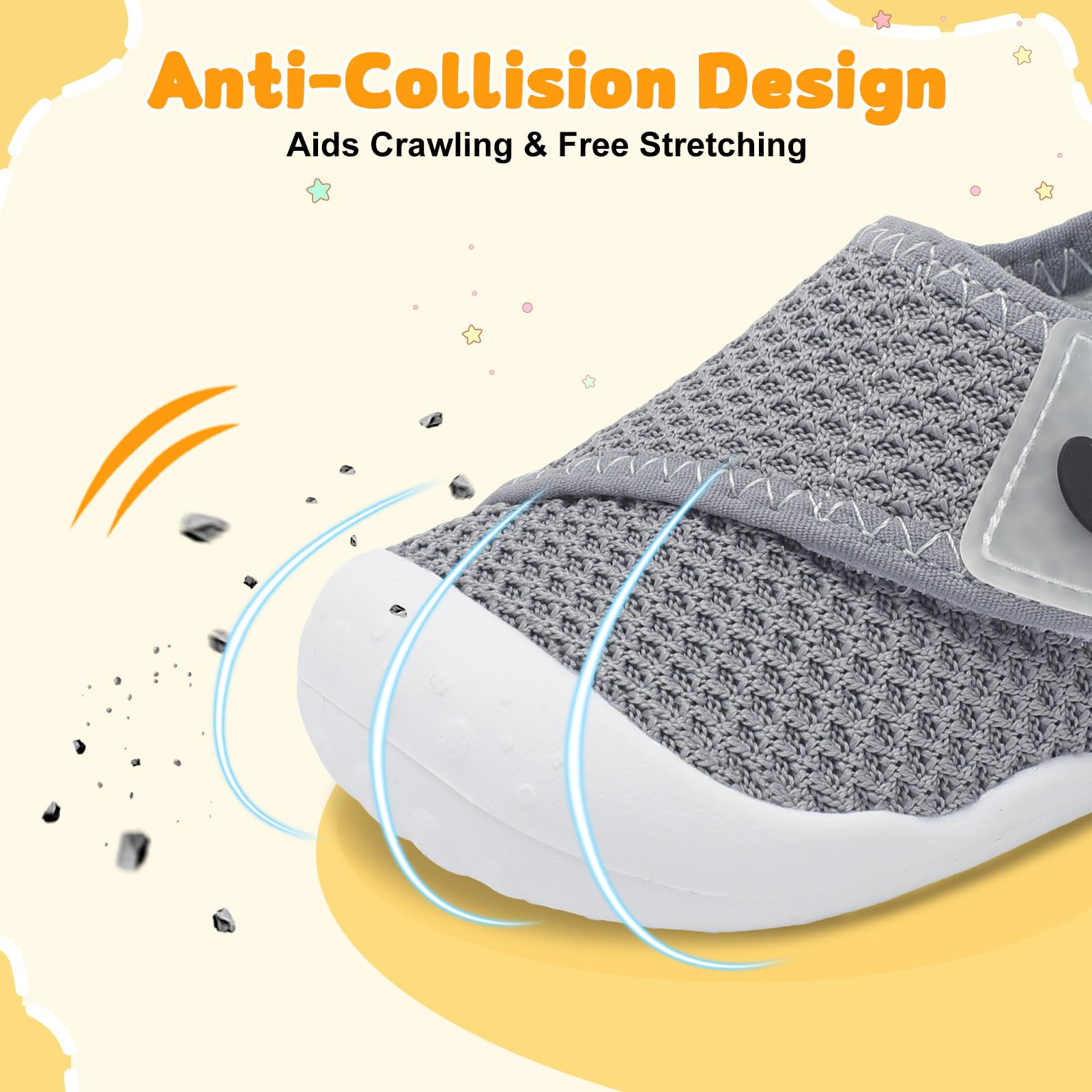 FEETCITY Baby Shoes Boys Girls Baby First Walking Shoes Wide Newborn Crib Shoe Slip On Infant Sneakers Dark Grey