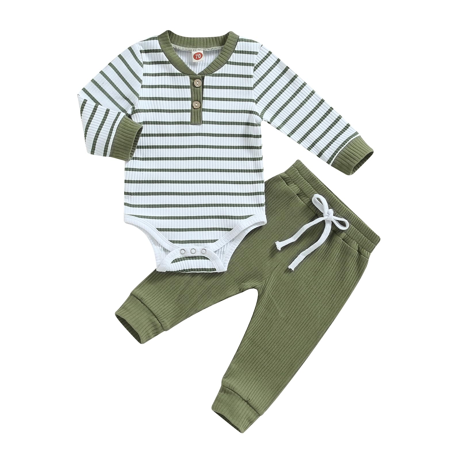 MA&BABY Newborn Baby Boy Clothes Ribbed Knit Long Sleeve Romper Pants Set