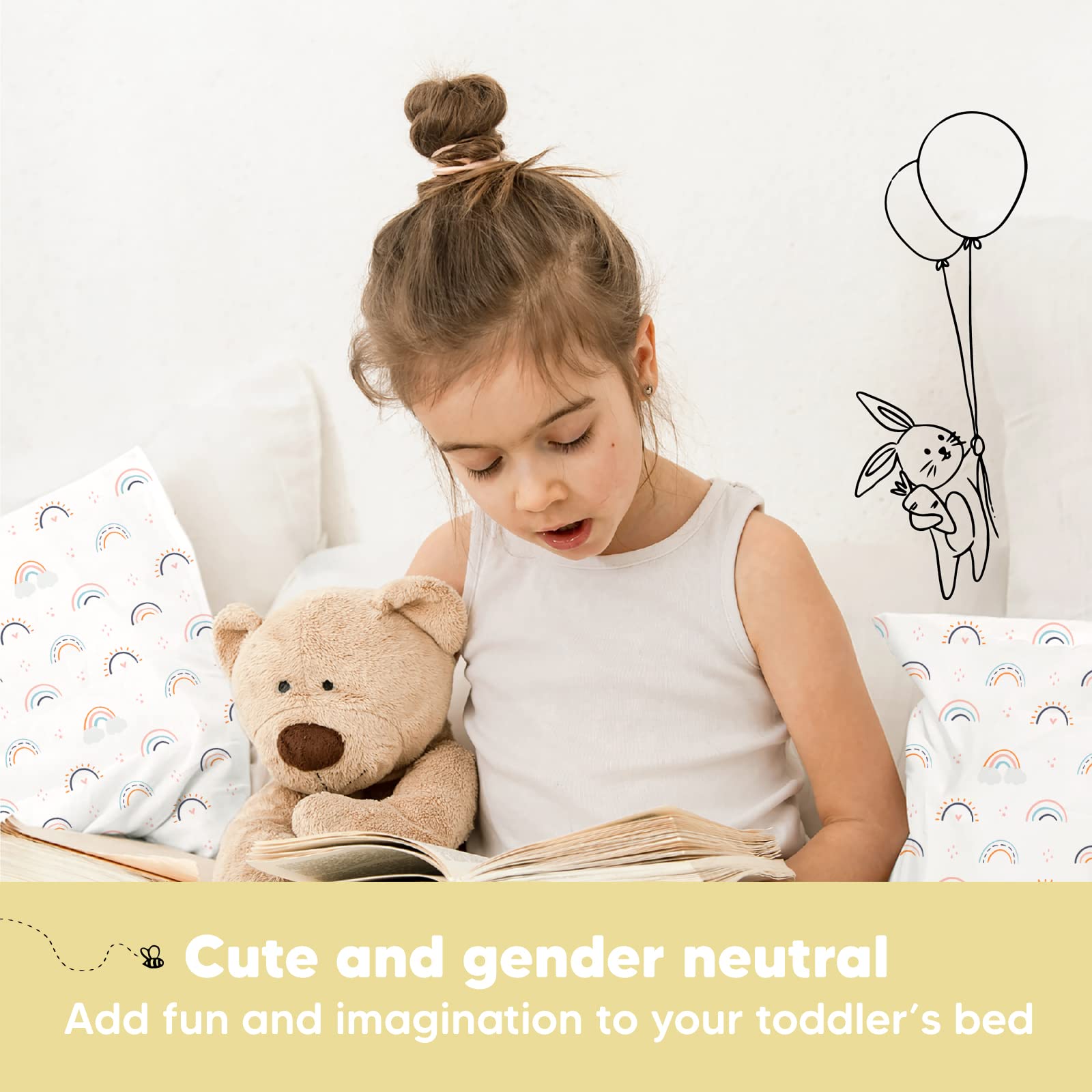 Toddler Pillow with Pillowcase 13x18 My Little Dreamy Pillow(Jolly Rainbow)