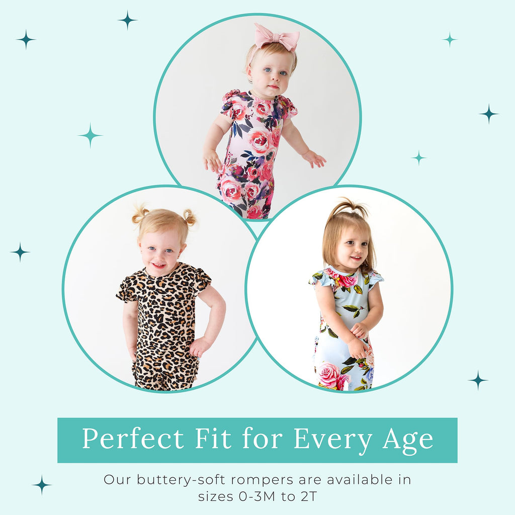 Posh Peanut Baby Girl Romper - Ruffled Capsleeve Henley Romper