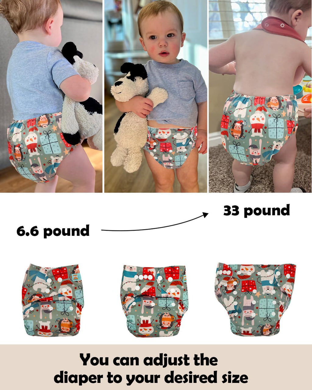 ALVA Baby Cloth Diaper Covers Adjustable Reusable Washable 6 pcs&12 Inserts
