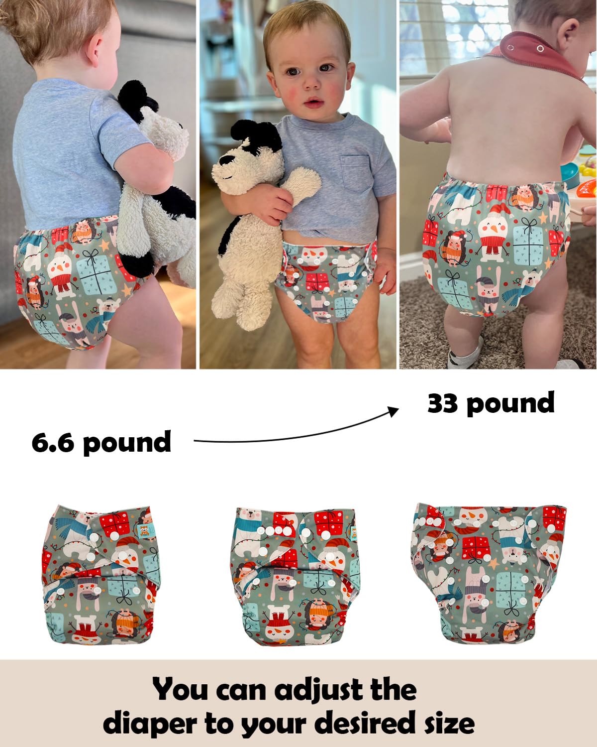ALVA Baby Cloth Diaper Covers Adjustable Reusable Washable 6 pcs&12 Inserts