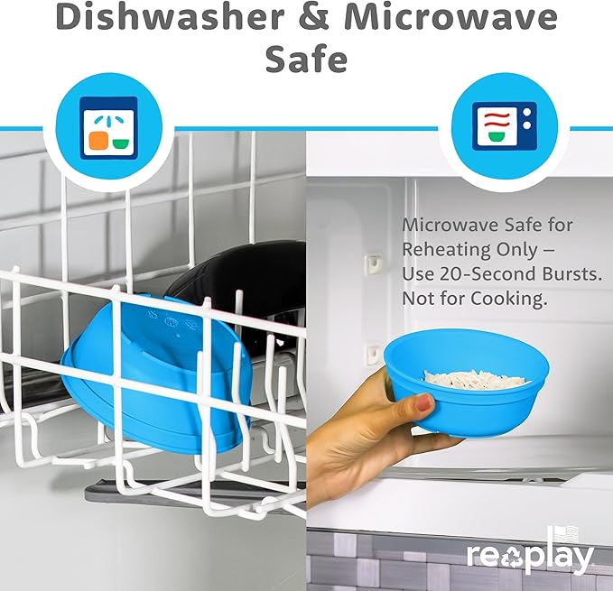 Re-Play 12 oz. Toddler Bowls Set of 4 - Kids Deep-Walled, Durable & Reusable Snack and Meal Bowls, Dishwasher & Microwave Safe, BPA-Free, Made in USA from Recycled Plastic, Easter