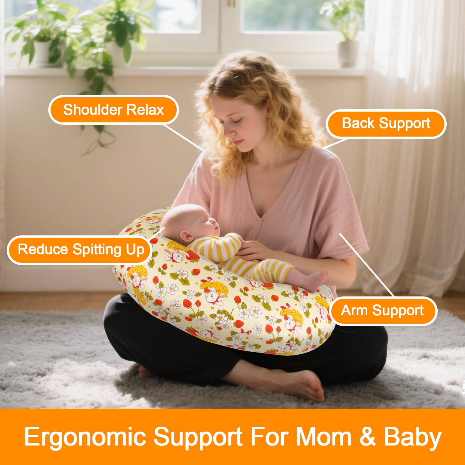 x-vesolje Baby Nursing Pillow for Breastfeeding, Adjustable Breastfeeding Pillow for Bottle Feeding, Nursing Support Pillow for Mom and Baby Healthier Nursing, Removable Cover- Bunny