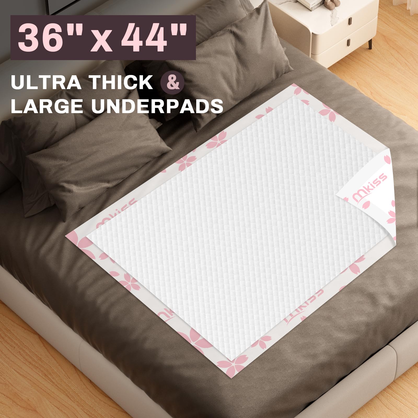 MKISS 20 Count Extra Large Disposable Bed Pads 36" x 44" Incontinence Pads