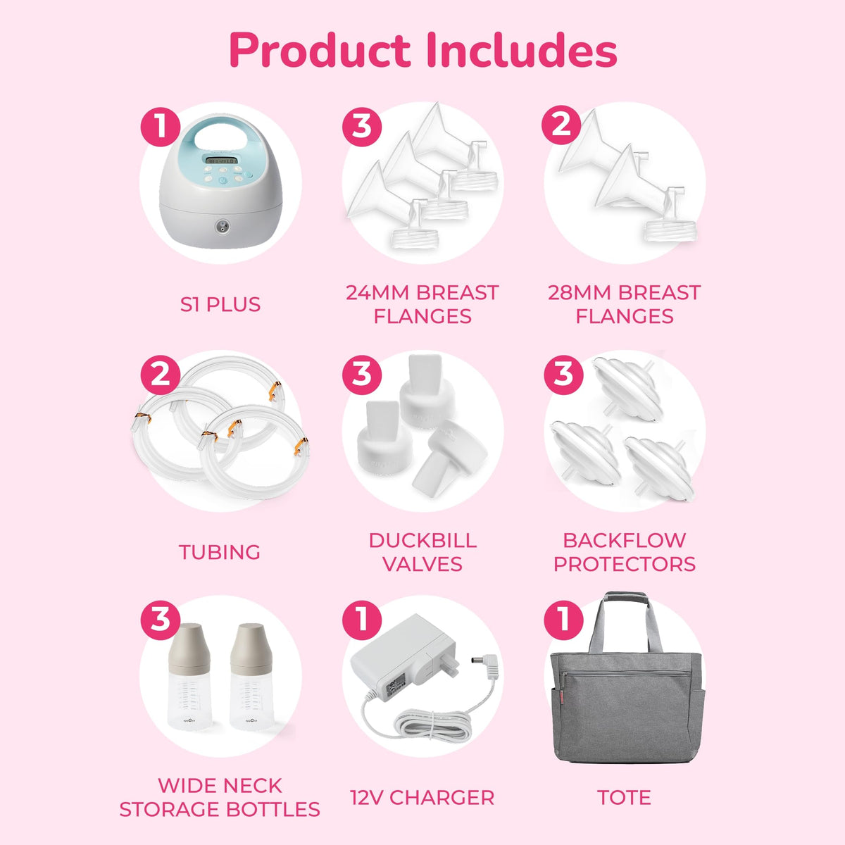Spectra Baby S1 Plus Premier Rechargeable Breast Pump, 24 mm