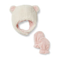 Amazon Essentials x Sofia Grainge Unisex Babies' Plush Faux Fur Hat and Mittens Set, Ivory, 3-6 Months