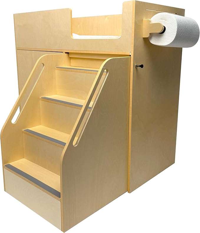 Portable Baby Changing Table Dresser with Stairs on Wheels – Wooden Diaper Changing Station with 2 Storage Shelves, Paper Roller, and Changing Pad - Perfect for Babies and Toddlers
