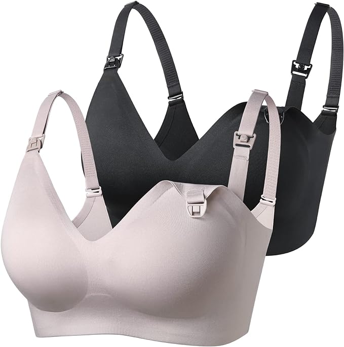 Momcozy Nursing Bras for Breastfeeding, YN21 Seamless Ultra Comfort Maternity Bra, Natural Shape, Pregnancy Sleep Bralette