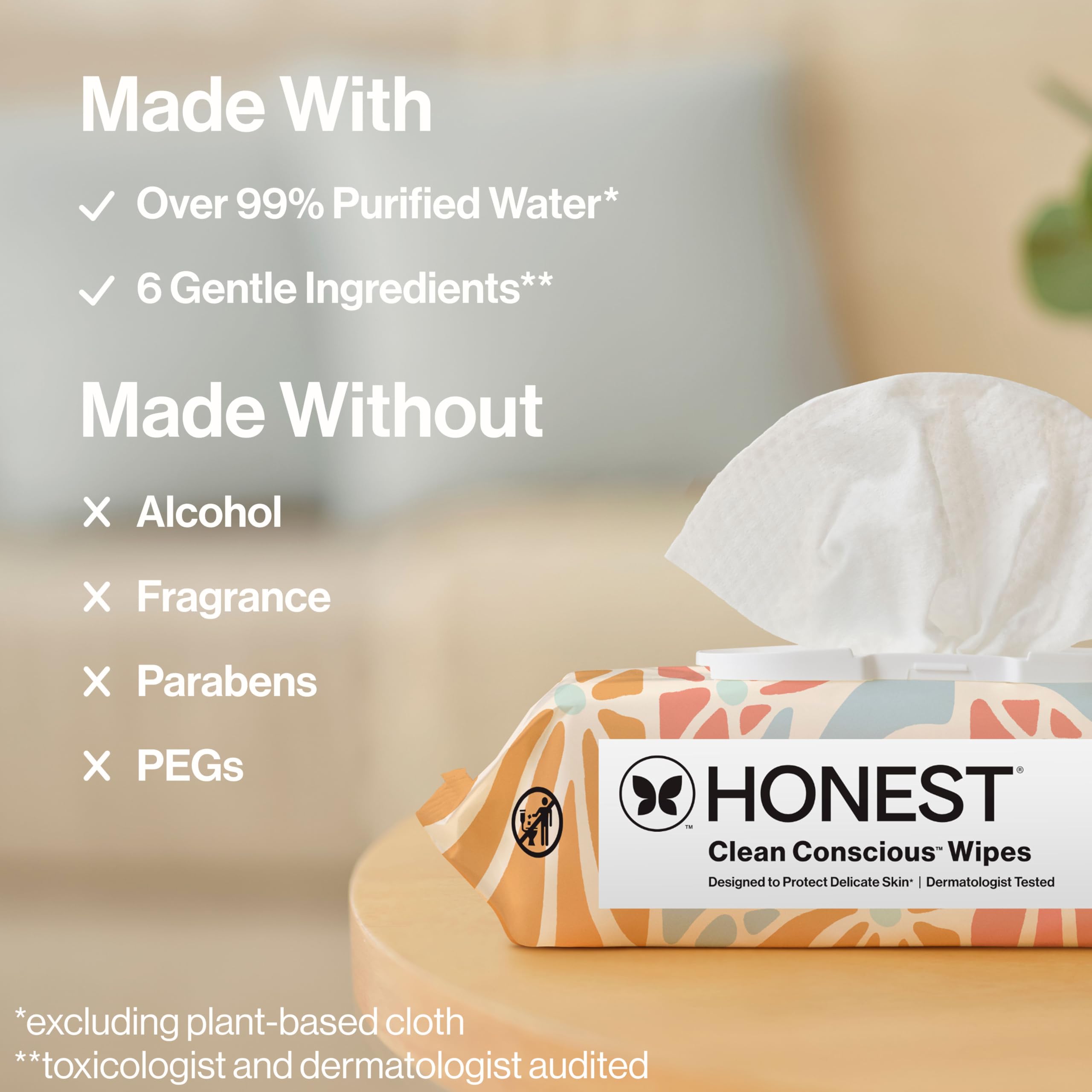 The Honest Company Hypoallergenic Multi-Use Baby Wipes for Sensitive Skin, Sunburst, 864 Count