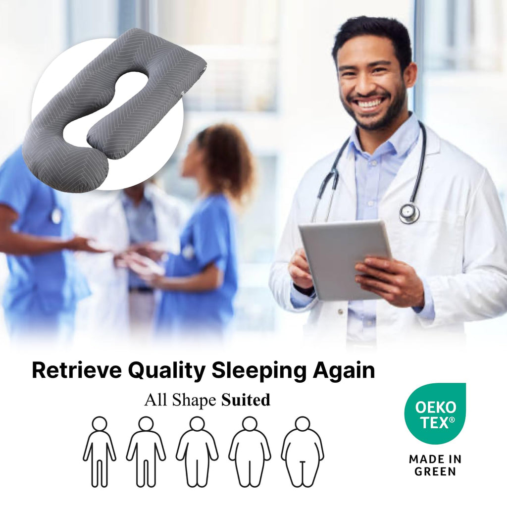 ALLOPERA Pregnancy Pillow, Full Body Maternity Pillow 57 inch, with Removable Washable Cover - Sleep Support for Legs, Back, Neck, Shoulder, HIPS, Belly for Pregnent Women, 100% Cotton