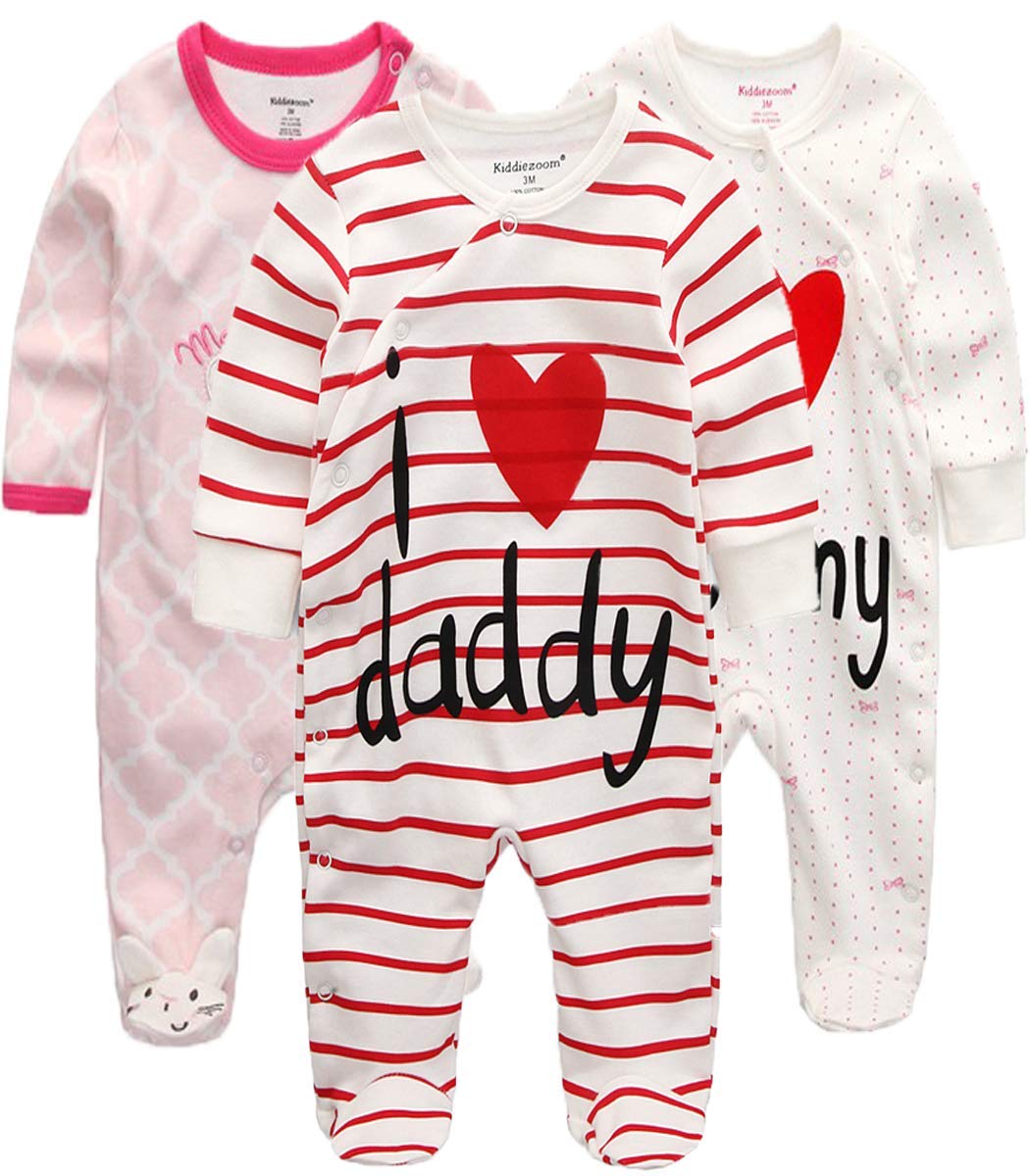 Kiddiezoom Baby and Toddler Boys'Snug Fit Footed One-Piece Romper Jumpsuit Cotton Footed Outfit