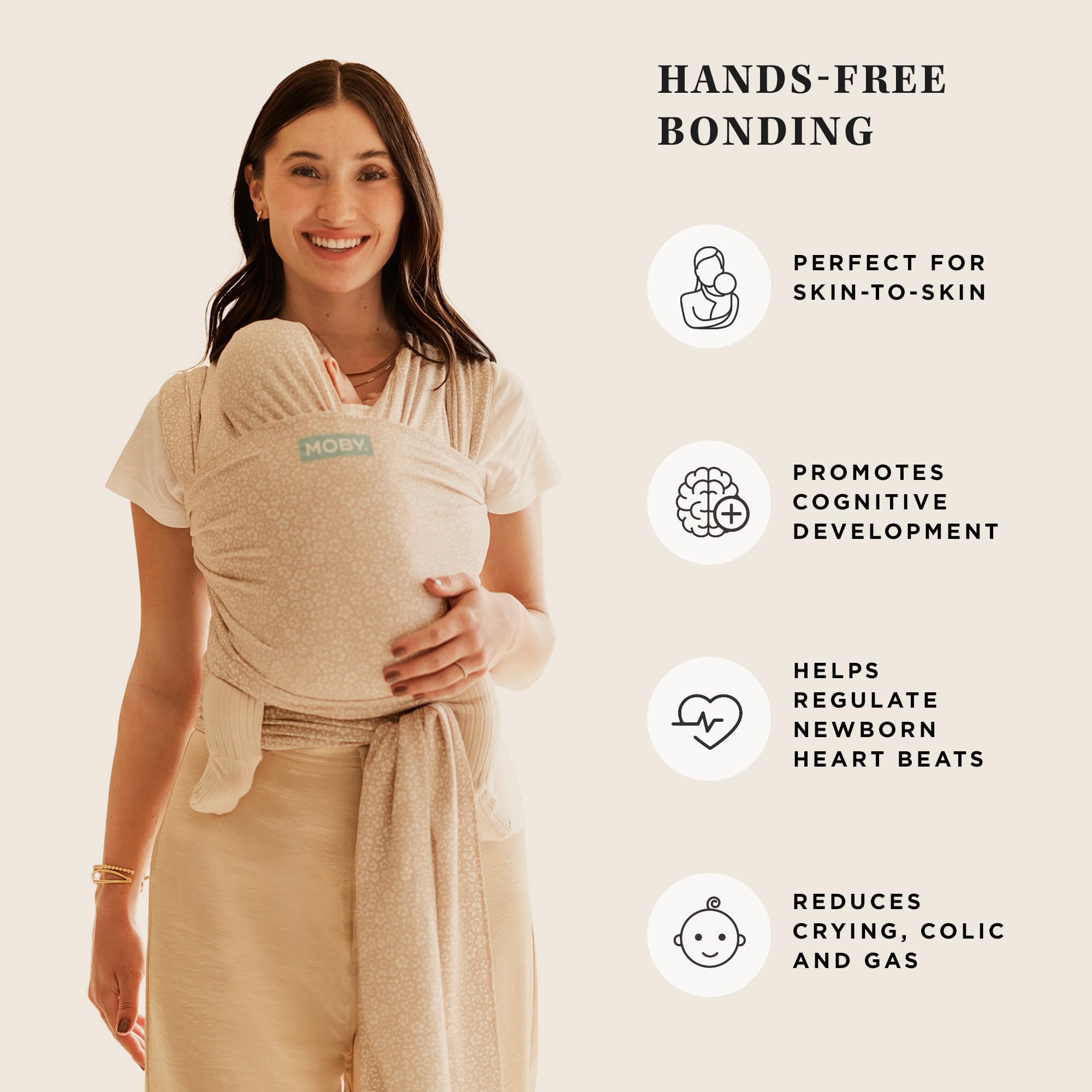 Moby Baby Wrap Carrier Classic for Newborns to Toddlers (8-33lbs), Infant Sling Carrier, Lightweight & Hands Free Design, Adjustable for All Body Types (Costal Blooms)