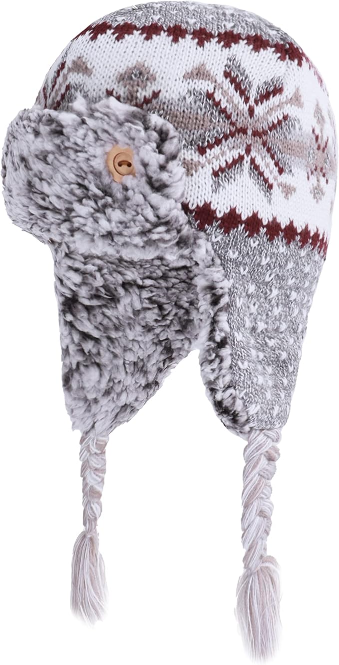 LANGZHEN Toddler Kids Infant Winter Hat,Earflap Knit Warm Cap Fleece Lined Beanie for Baby Boys Girls