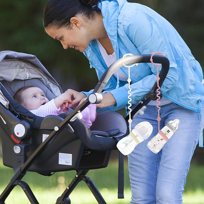 RTMOK (4Pcs) Sippy Cup Strap Keep Bottles and Sippy Cups Off The Floor, Sippy Cup Holder Strap Suitable for High Chairs, Strollers and Water Bottles- Dishwasher Safe