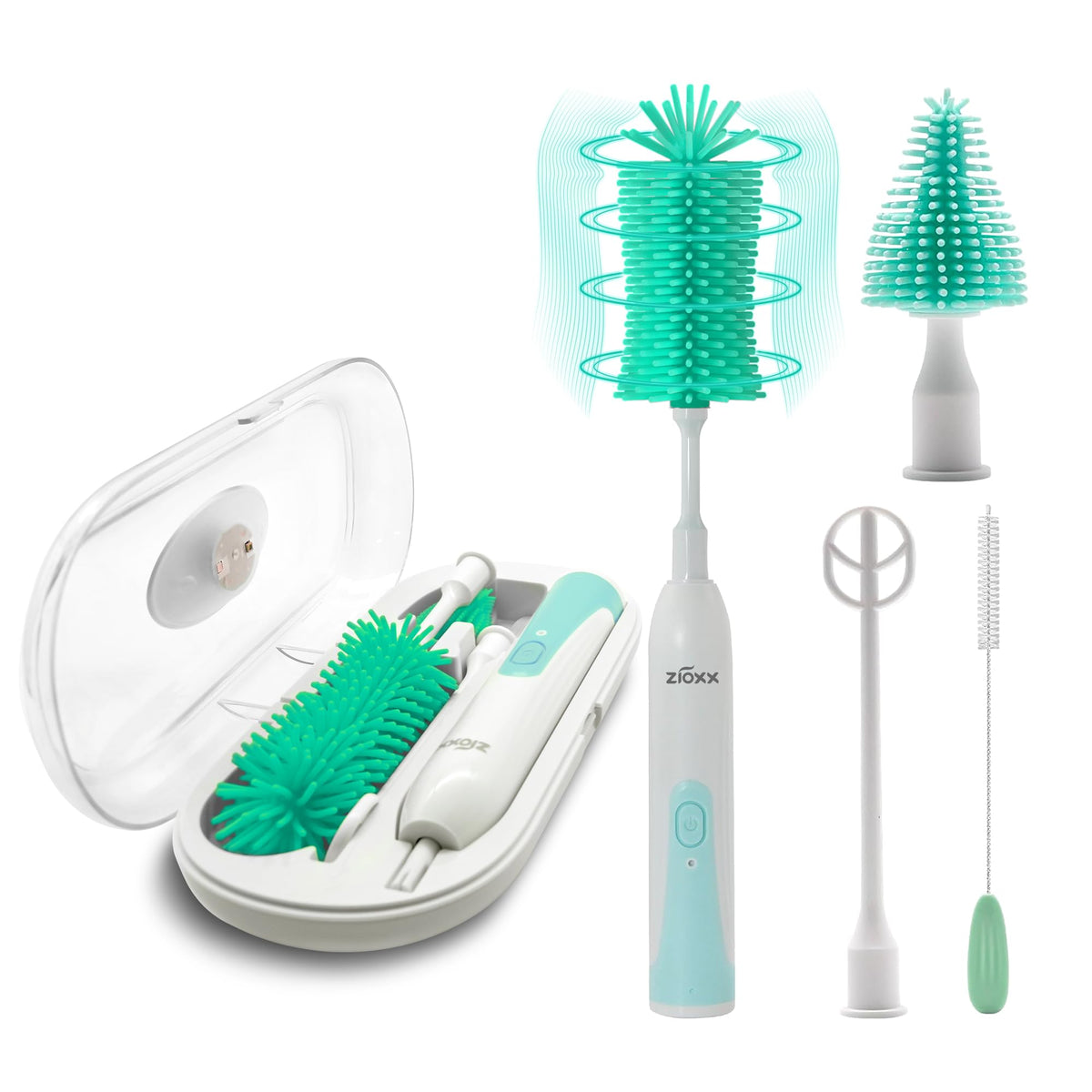 Electric Bottle Brush Cleaner, Portable Electric Baby Bottle Brush Cleaner for Travel, Rechargable Travel Bottle Cleaner Kit with Nipple & Straw Brush, Perfect Mom Essentials After Birth Gift, Pink