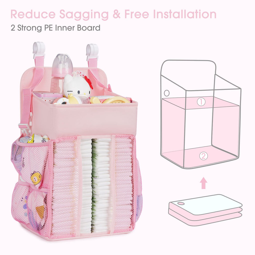 Maliton Hanging Diaper Caddy Nursery Caddy Organizer (Pink)