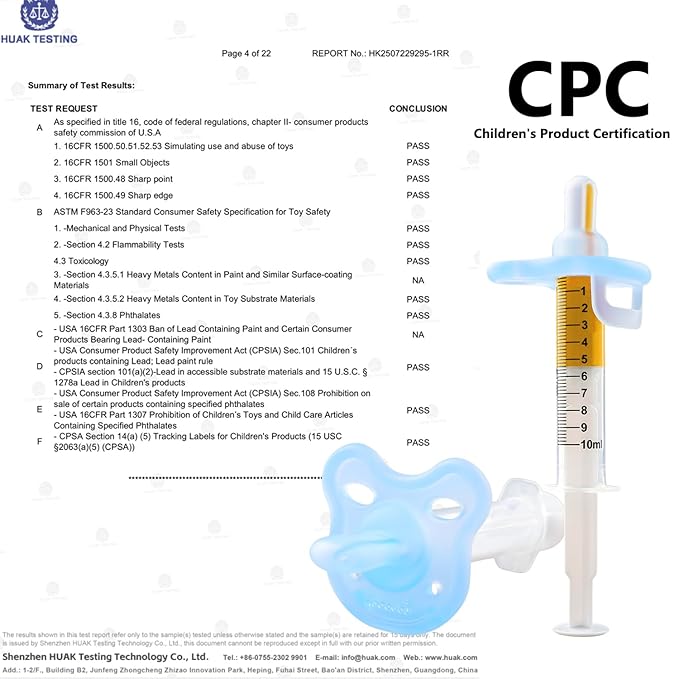 Baby Medicine Dispenser, Baby Medicine Syringe, 0 months and up Baby Pacifiers, 100% Silicone Pacifiers, BPA-Free (Blue)