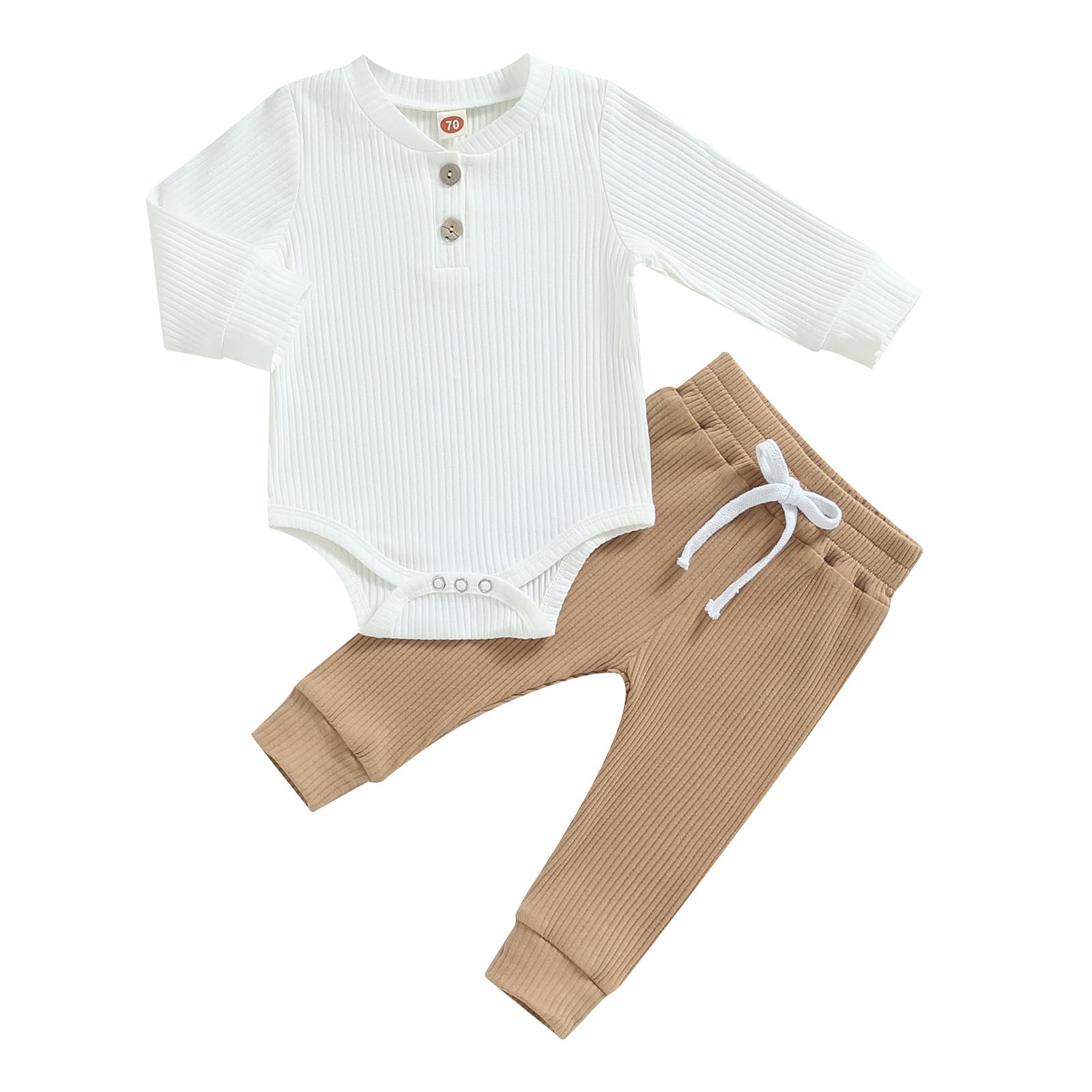 MA&BABY Newborn Baby Boy Clothes Ribbed Knit Long Sleeve Romper Pants Set