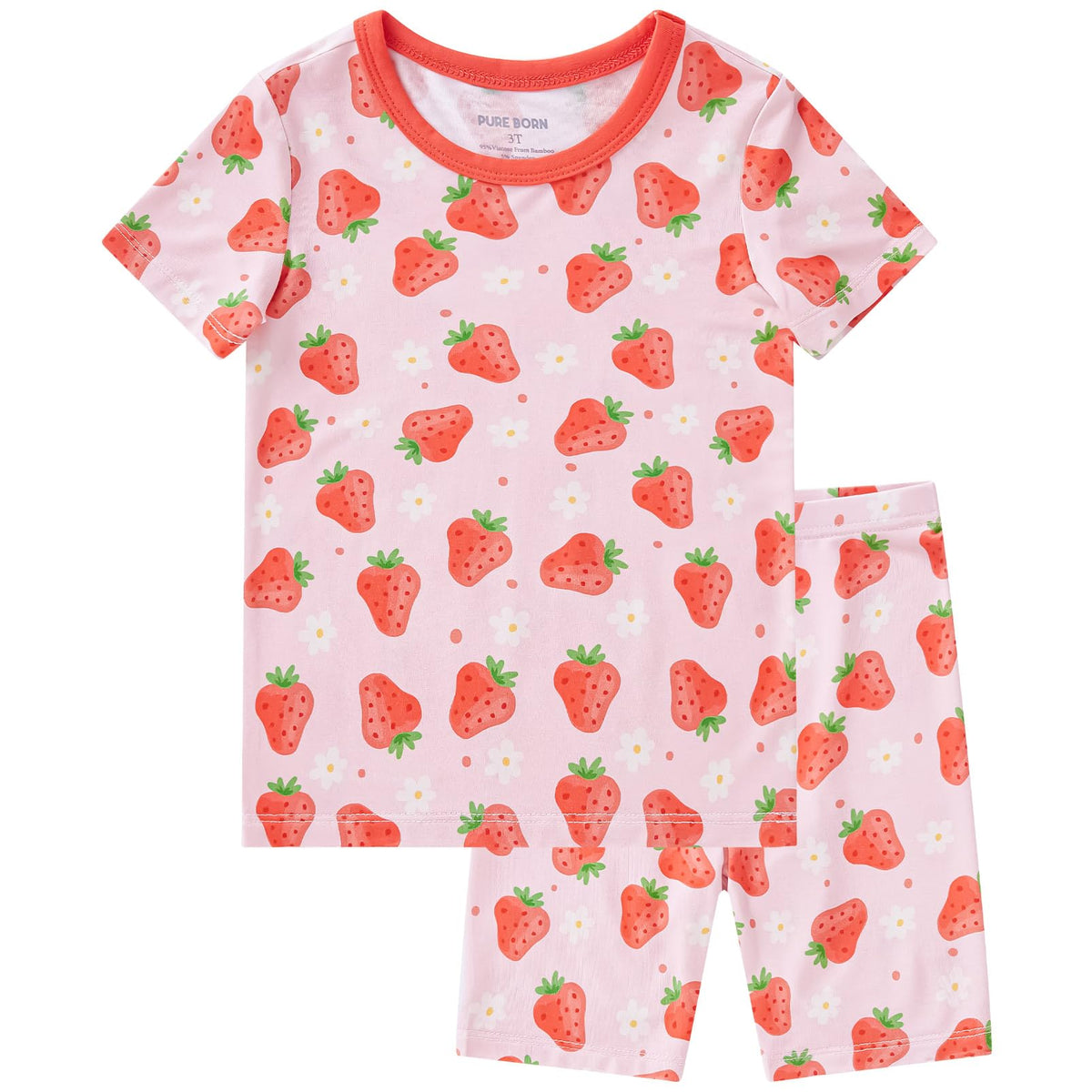 pureborn Toddler Viscose from Bamboo Pajamas Set Girls Pjs Blue Floral 3T