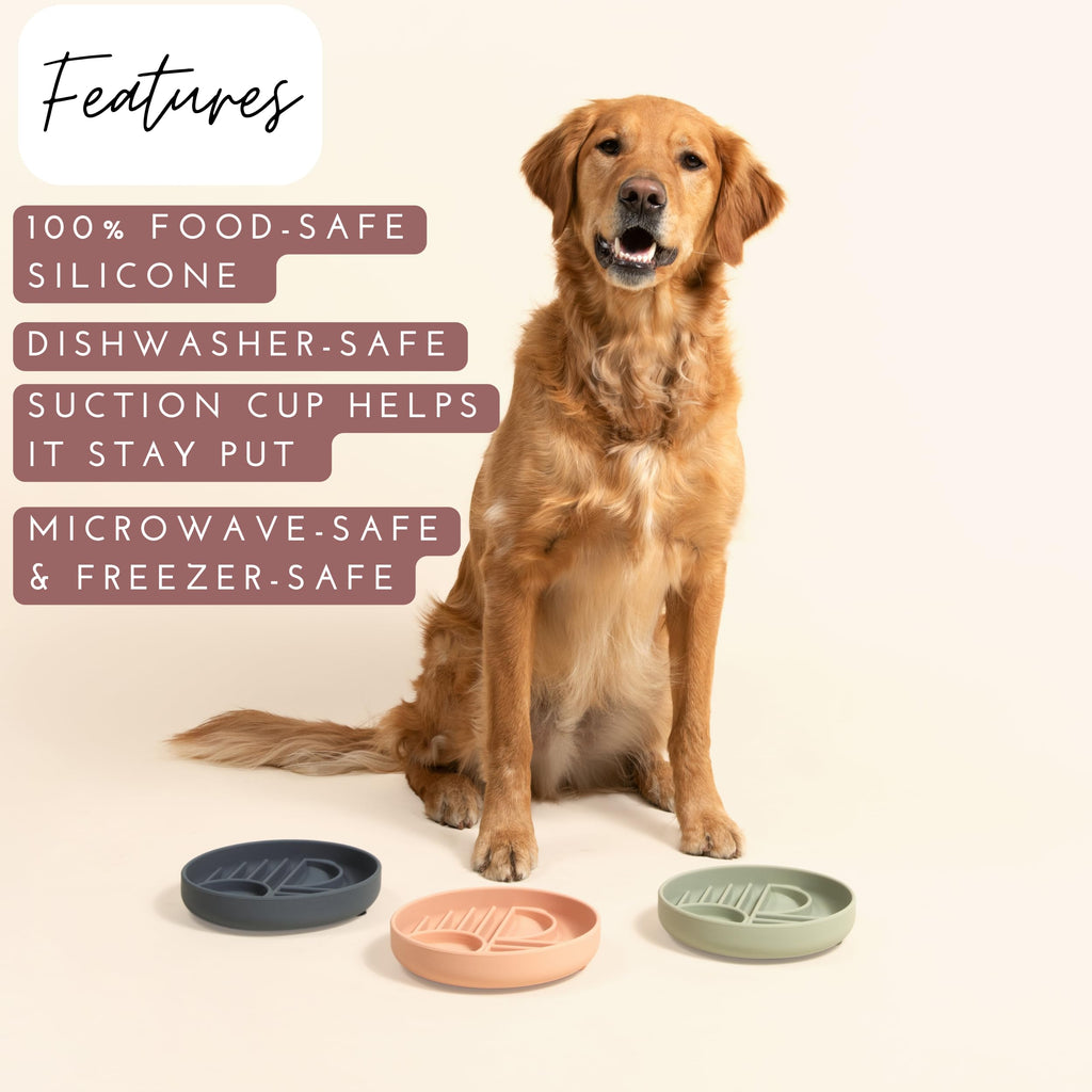 Should We Go? Slow Feeder Dog Bowls - Medium Size Silicone Slow Eating Dog Bowl for Puppies & Dogs with Suction Cup -Dishwasher-Safe, Lick Mat Design, Reduces Gulping,for All Breeds,7.5”x1.5”- Sage