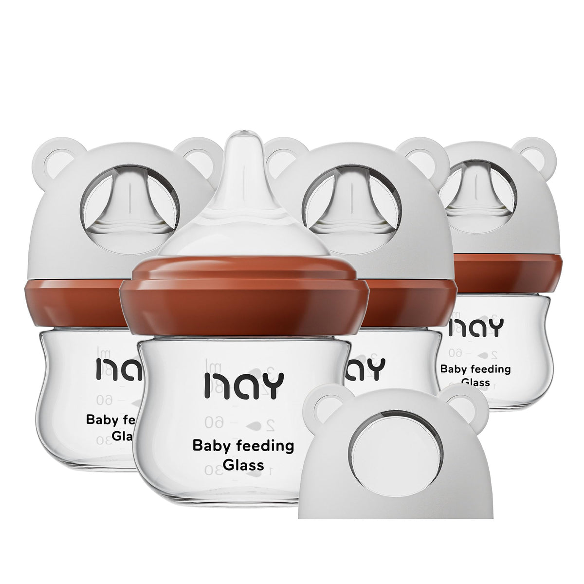 yanyoyo Natural Glass Baby Bottle for Breastfeeding Babies, 3oz Newborn Anti-Colic Baby Bottle with Slow Flow Nipples (SS), Clear, Wide Neck, 2 Pack, 0 Months+