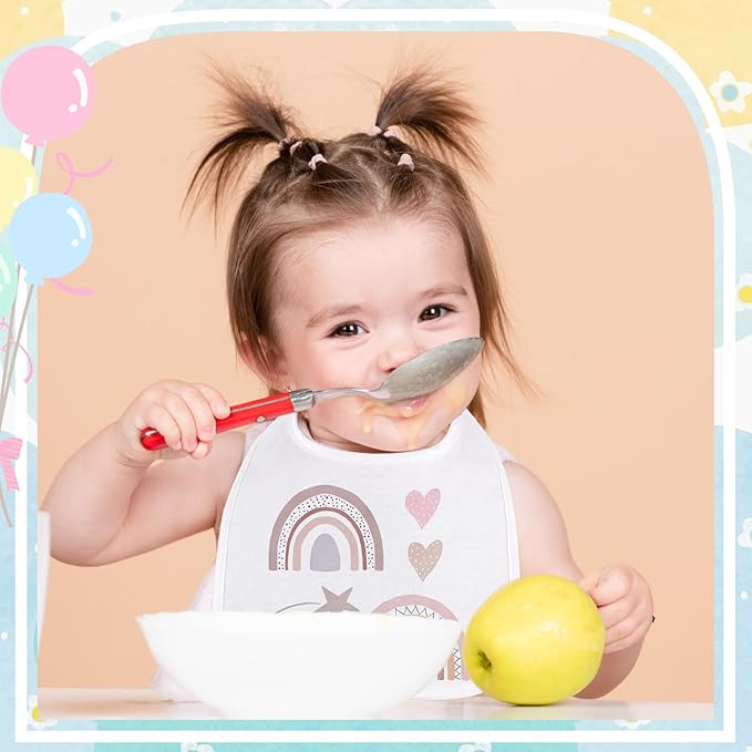 Toulite 30 Pcs White Bibs for Baby Washable Reusable Waterproof Cotton Feeder Bibs with Double Sided Design for Baby Shower Activity and Gifts