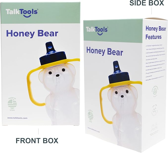 TalkTools Honey Bear Straw Cup, Dishwasher Safe Baby Drinking Bottle, Premium Food-Grade Material, Honeybear Sippy Cup for Ages 4+ Months, Trainer for Babies, Kids and Toddlers (2pack 7oz)