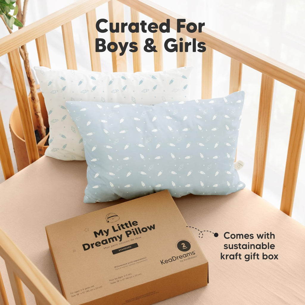 2pk Toddler Pillows 2 Year Old to 5,13x18 Kids Pillow (Spacecrafts)