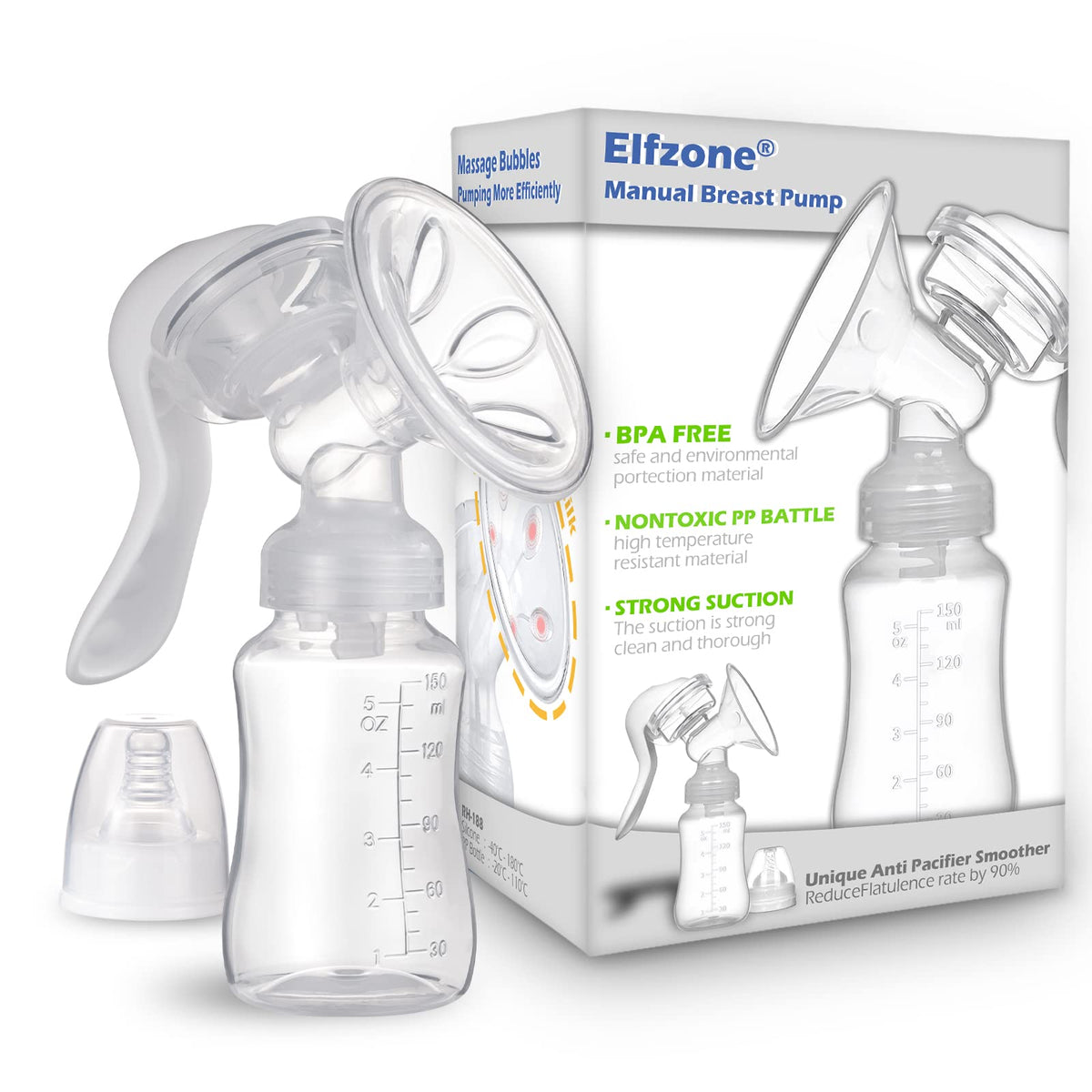 Elfzone Portable Manual Breast Pump - Silicone Hand Feeding Pump