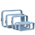 Remobia Hicol TSA Approved 5-Piece Diaper Bag Organizer Pouch Set Clear Waterproof TPU Kids Toiletry Storage Set Travel Packing Clutch Cube Bags for Baby Nursing (Blue)