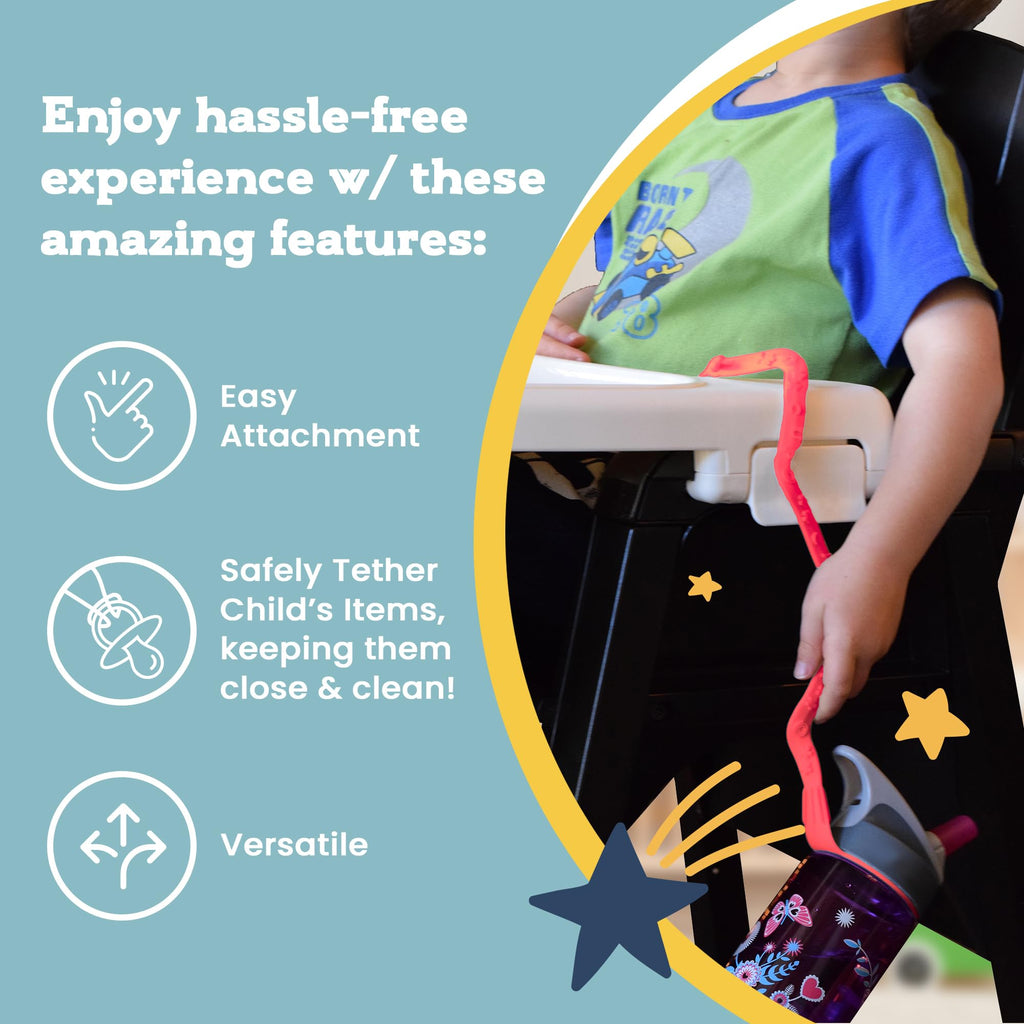 Brilli Baby Cup Catcher Patented Safety Tether Strap, Attach Sippy Cups, Bottles, Pacifiers & More to Stroller, High Chair, Car Seat, Made in USA, Food Grade, Dishwasher Safe, Aqua/Navy