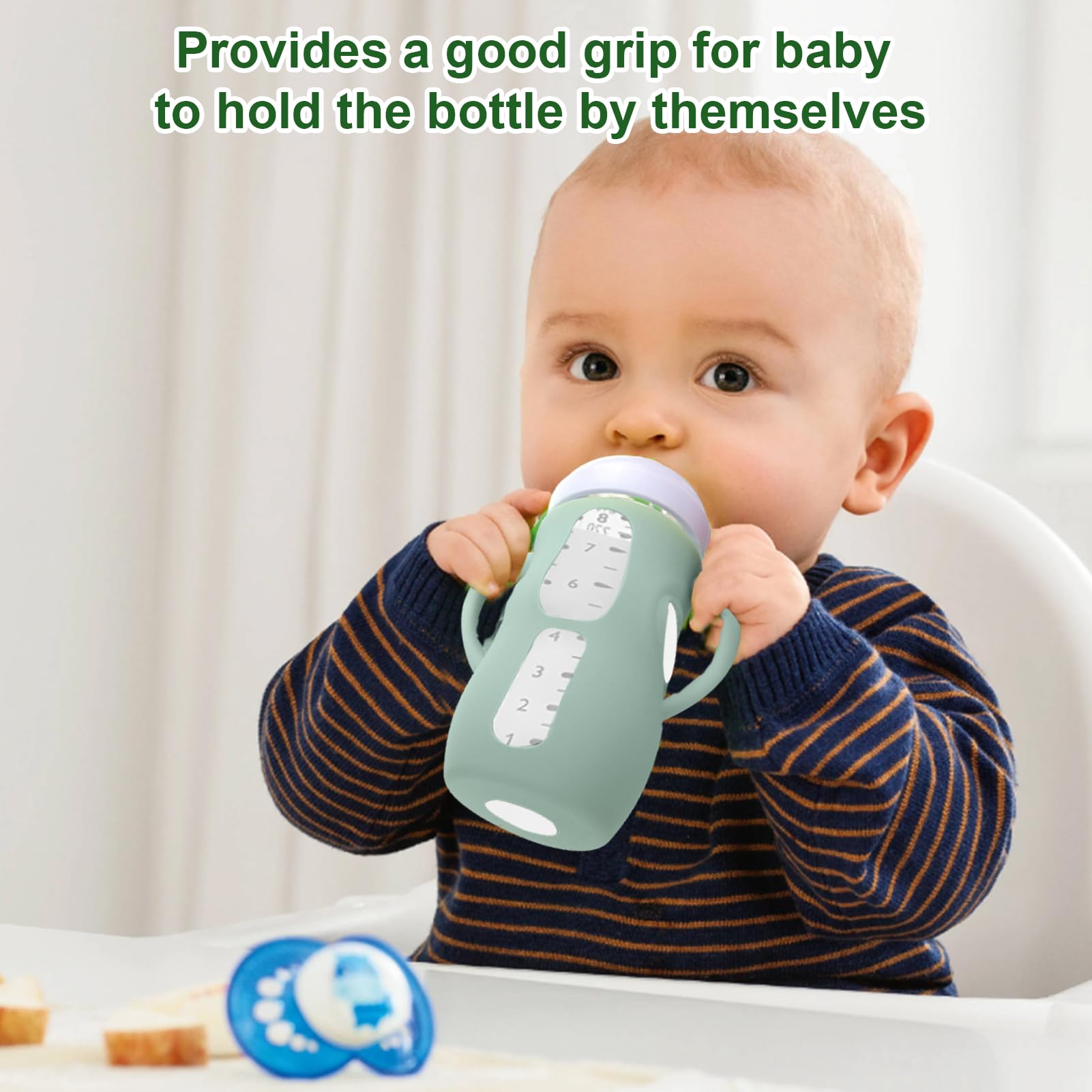 Juome Silicone Sleeves with Handles for Avent Natural Glass Baby Bottle 8oz