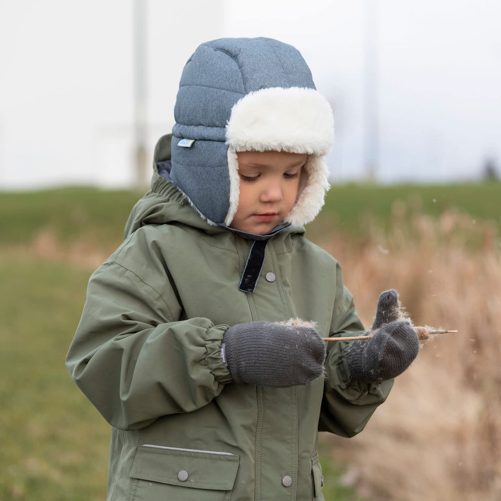 JAN & JUL Toasty-Dry Trapper Hat for Baby and Kids (Heather Grey, S)